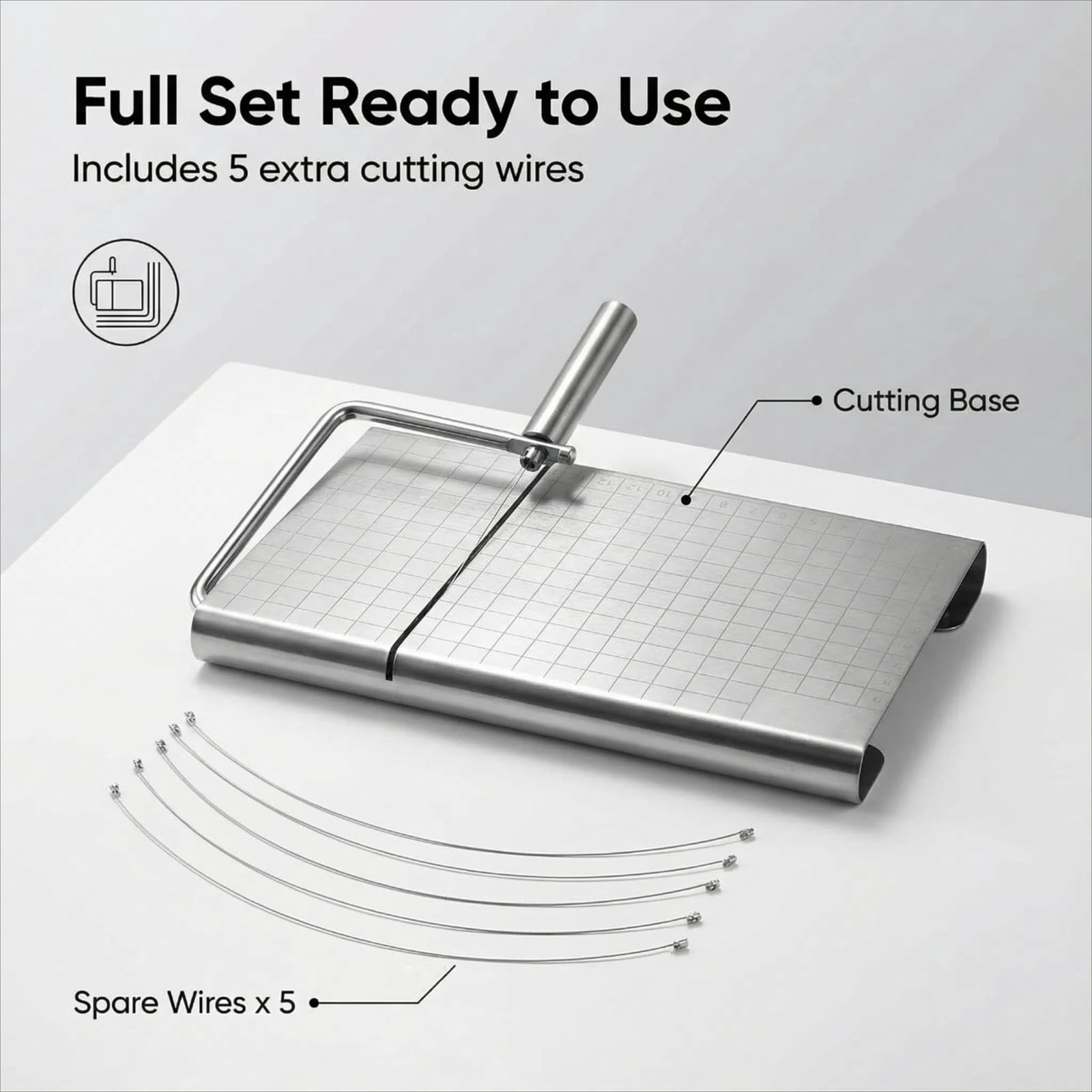 Stainless Steel Soap Cutter with Scale – Adjustable Soap Making Tool for DIY Candles, Cheese and Butter Cutting, Precision Craft Tool B