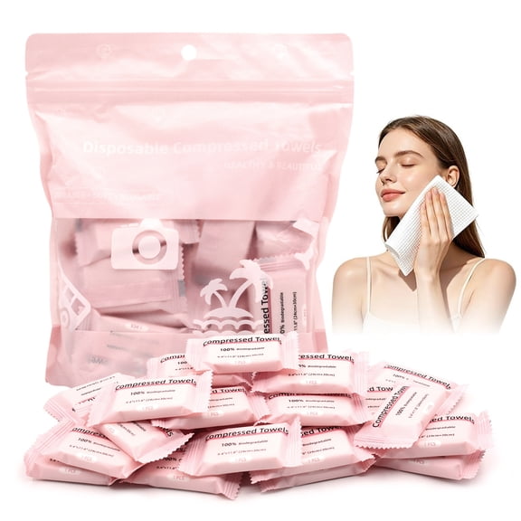 Disposable Compressed Towels 30 Pcs, Portable Mini Face Towel Tablets, Thickened Soft Cotton Washcloths Coin Tissue for Travel Home Outdoor Camping Hiking Gym Sports