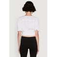 thumbnail image 5 of Womens Trendy Puff Sleeve Button Front Peasant Crop Top, 5 of 5