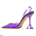 thumbnail image 3 of YDN Women Elegant Transparent Slingback Slip On Pumps Slim High Heels Pointed Toe Sandals Dress Dating Wedding Shoes Size 14 Purple, 3 of 4