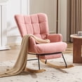 thumbnail image 3 of Furniliving Rocking Chair, Upholstered Nursery Rocking Chair with Footrest, High Backrest, Thick Cushion Glider Rocker Accent Chair, Comfy Armchair for Living Room, Bedroom, Nursery, Pink, 3 of 12