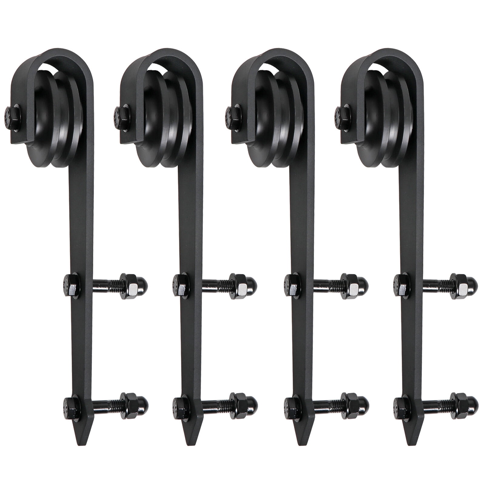 SuperDeal Modern 12FT Double Sliding Barn Doors Hardware Track Kit Frosted Black