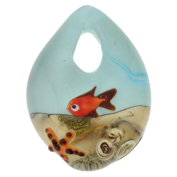 GlassOfVenice Murano Glass Ocean Life Teardrop Pendant