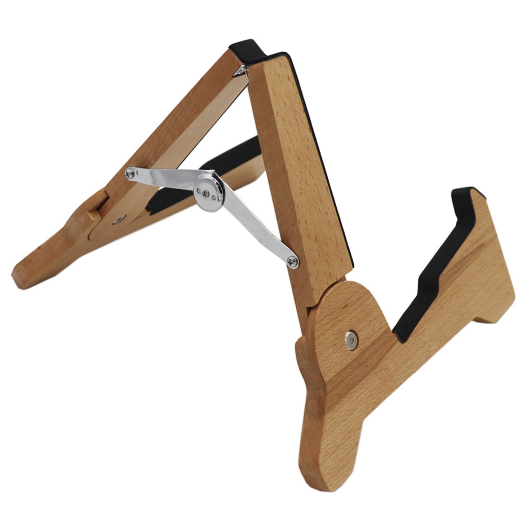 LULULION Foldable Wood Guitar Stand Light Brown Portable Support Rack for Musical Instruments