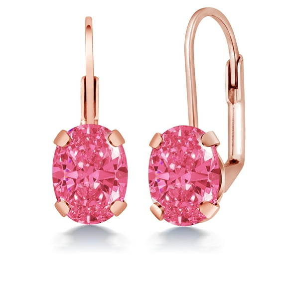 Gem Stone King Brass Rose Gold Plated Earrings Set with Fancy Pink Zirconia