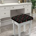 thumbnail image 2 of Xoenoiee Black Cherry Print Vanity Stool Cover, Saddle Bar Stool Slipcover, Bench Seat Protector, (14"- 20") L x (10"- 14") W, for Family Gathering Potluck, 2 Pack, 2 of 6