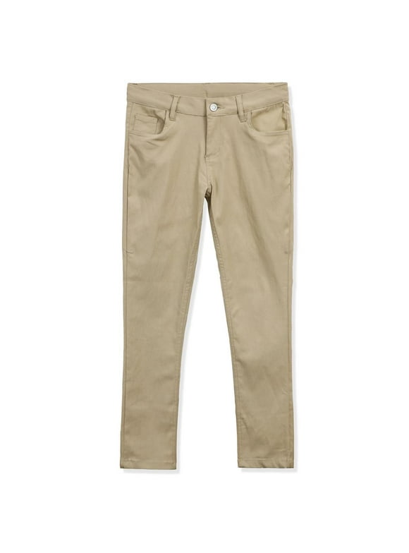 Girls 4-20 Adjustable Waist Skinny Stretch School Pant Grey 10