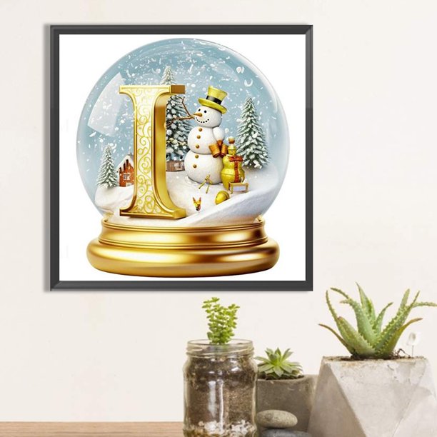 5D DIY pintura de diamante redondo completo letra de Navidad cristal I Kit decoración 40x40cm JShteea El nuevo