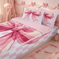thumbnail image 3 of Erosebridal Cartoon Bow Zipper Twin Comforter Sets with Fitted Sheet and 2 Pillowcases,Geometric Checkerboard Zipper Bedding Set,Pink White,4-Piece,Pink Reversible, 3 of 6