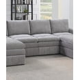 thumbnail image 4 of Granite Morgan Fabric Plush Cushion Couch 6pc Modular Sectional Set 2x Corner Wedge 2x Armless Chairs 2x Ottoman Living Room, 4 of 9