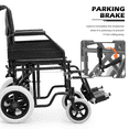 thumbnail image 4 of monicare *FDA APPROVED* Transport Wheelchair with Removable Flip Back Armrests & Swing-Away Footrests, Folding Transport Chair with 300lbs Capacity, Black, 4 of 10