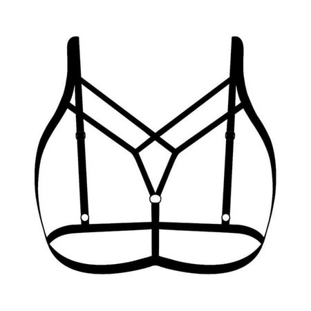 Lingerie Garter Set Women Hollow Out Elastic Cage Bra Bandage Strappy Halter Bra Bustier Top