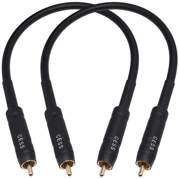 CESS-111-1f Puentes de preamplificador RCA Cable de conexión macho a macho Paquete de 2 (1 pie)