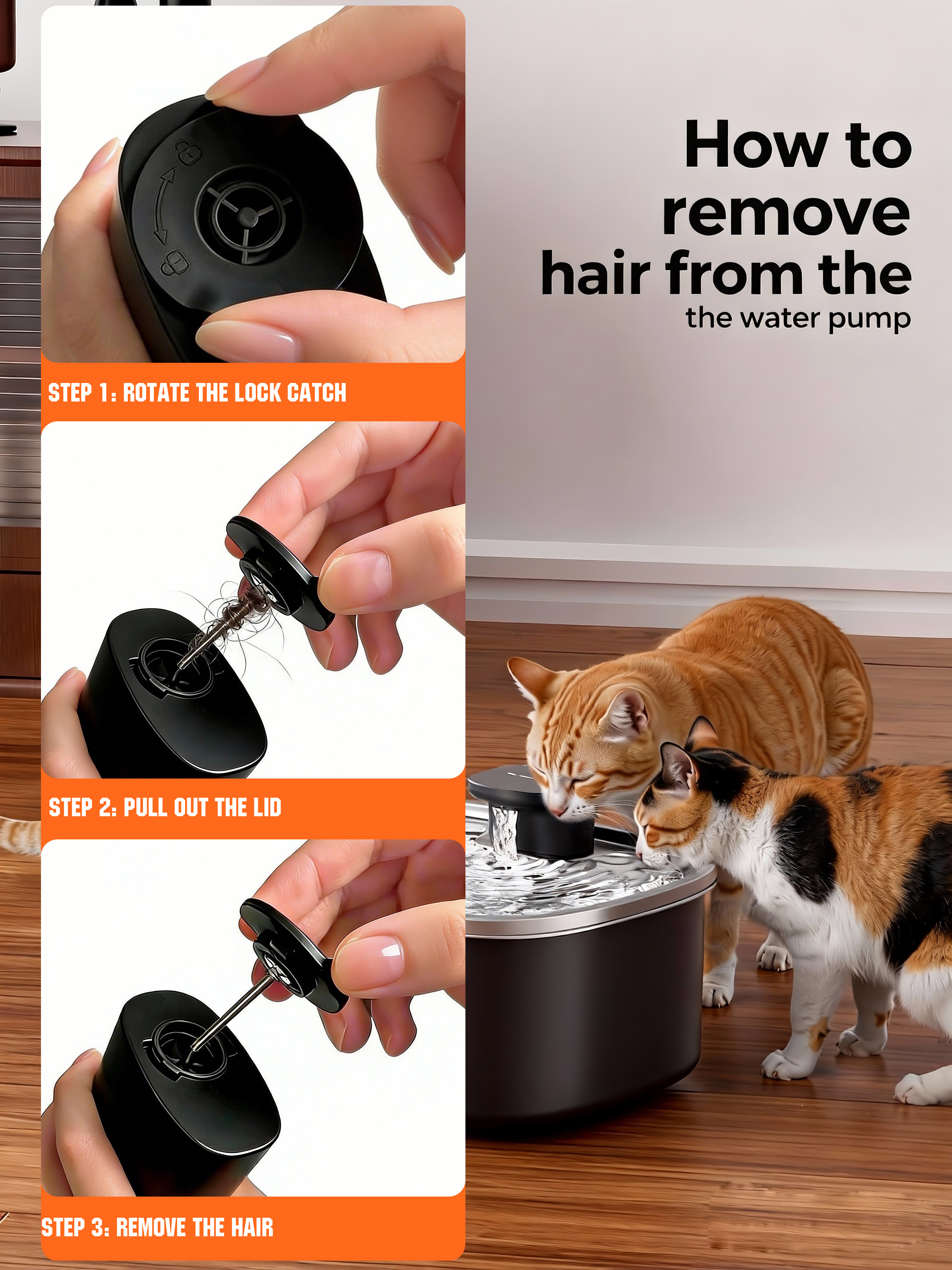 2.64 Gallon Large Capacity Automatic Dog Cat Water Fountain, Black
