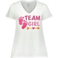 thumbnail image 3 of Inktastic Team Girl Pink Footprints and Arrow Women's Plus Size V-Neck T-Shirt, 3 of 5