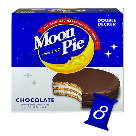 MoonPie Double Decker Chocolate Marshmallow Sandwich, 22 oz, 8 Count – A Rich Chocolate Snack Cake with Double Layers of Marshmallow
