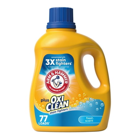 ARM & HAMMER Plus OxiClean Stain Fighters Liquid Laundry Detergent, Fresh Scent, 100.5 fl oz, 77 Loads
