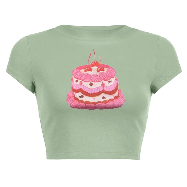 TSADFHJI Hauts pour Femmes Automne Mode Décontractée Imprimé Col Rond Manches Courtes Ajusté T-Shirts TG Vert