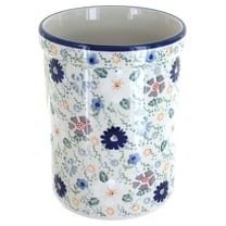 Blue Rose Polish Pottery Carnival Utensil Jar