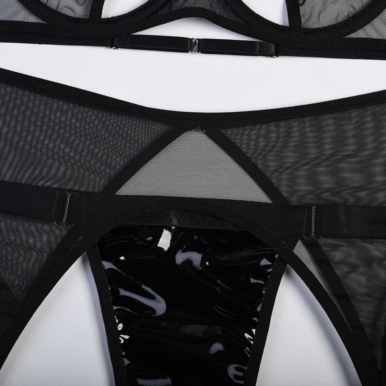 Women Sexy Underwear mesh See-Through Lingerie Bra Black Beige Women  Underwear with Steel ring08