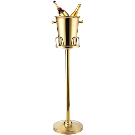 Miumaeov Champagne Bucket with Stand, Gold Ice Bucket Floor Standing Bar Stand Wine Cooler for BBQ, Parties, Bars, Ktv, Clubs
