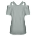thumbnail image 4 of AherBiu Plus Size Tops for Women Lace Strap Off Shoulder Blouse Shirt Summer Casual Short Sleeve Solid Print Top Tees, 4 of 9