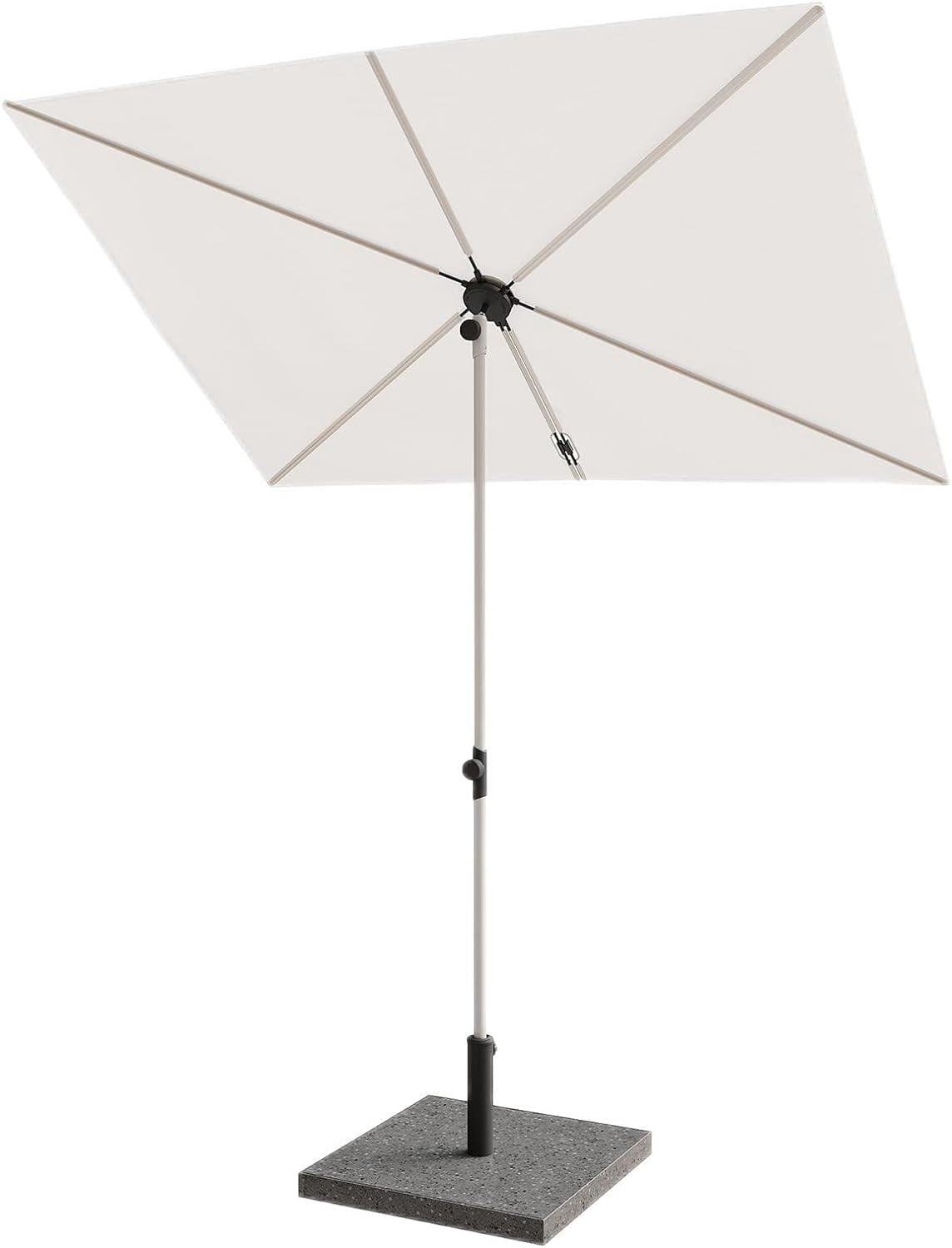 GRANDPATIO Outdoor 6x4 Ft Rectangular Balcony Umbrella, 360°Tilt & Rotation Flat Umbrella Shade, Natural White