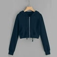 thumbnail image 3 of BLTIBY Women's Zip Up Sweatshirt Jacket Hoodies Fall Solid Color Cropped Coat Drawstring Comfort Lightweight Casual Outwear with Pockets Navy 5XL, 3 of 5