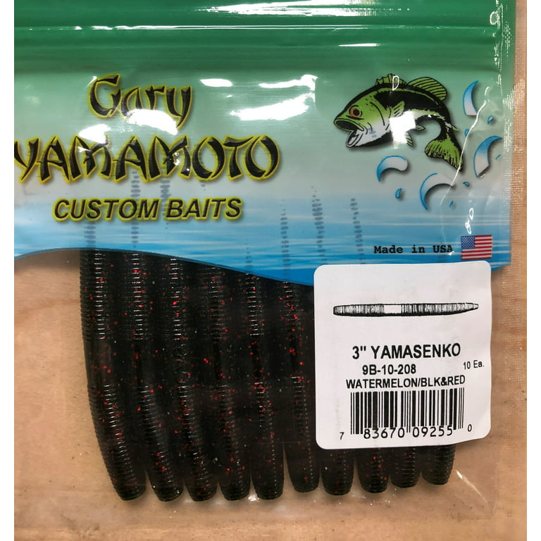 Yamamoto Baits Slim Senko Worm, 10, 3in, Fading Watermelon with Large  Black, YAM 