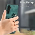thumbnail image 4 of Nalacover For Samsung A14 5G Case Ring Holder Kickstand with Credit Card Holder, Back Flip Premium Leather Magnetic Clasp Removable Wirst Hand Strap Cover for Samsung Galaxy A14 5G, Green, 4 of 15