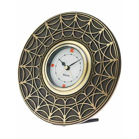 Bulova Frank Lloyd Wright Blossom House Alarm Clock - Antique Brass Finish