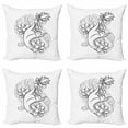 thumbnail image 1 of Oriental Throw Pillow Cushion Case Pack of 4, Art Purity Themed Image with Hand Holds Lotus Flower, Modern Accent Double-Sided Print, 4 Sizes, Pale Grey Charcoal Grey, by Ambesonne, 1 of 2