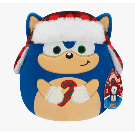 Squishmallows 8" Sonic the Hedgehog Sonic with Hat and Candy Cane Plush