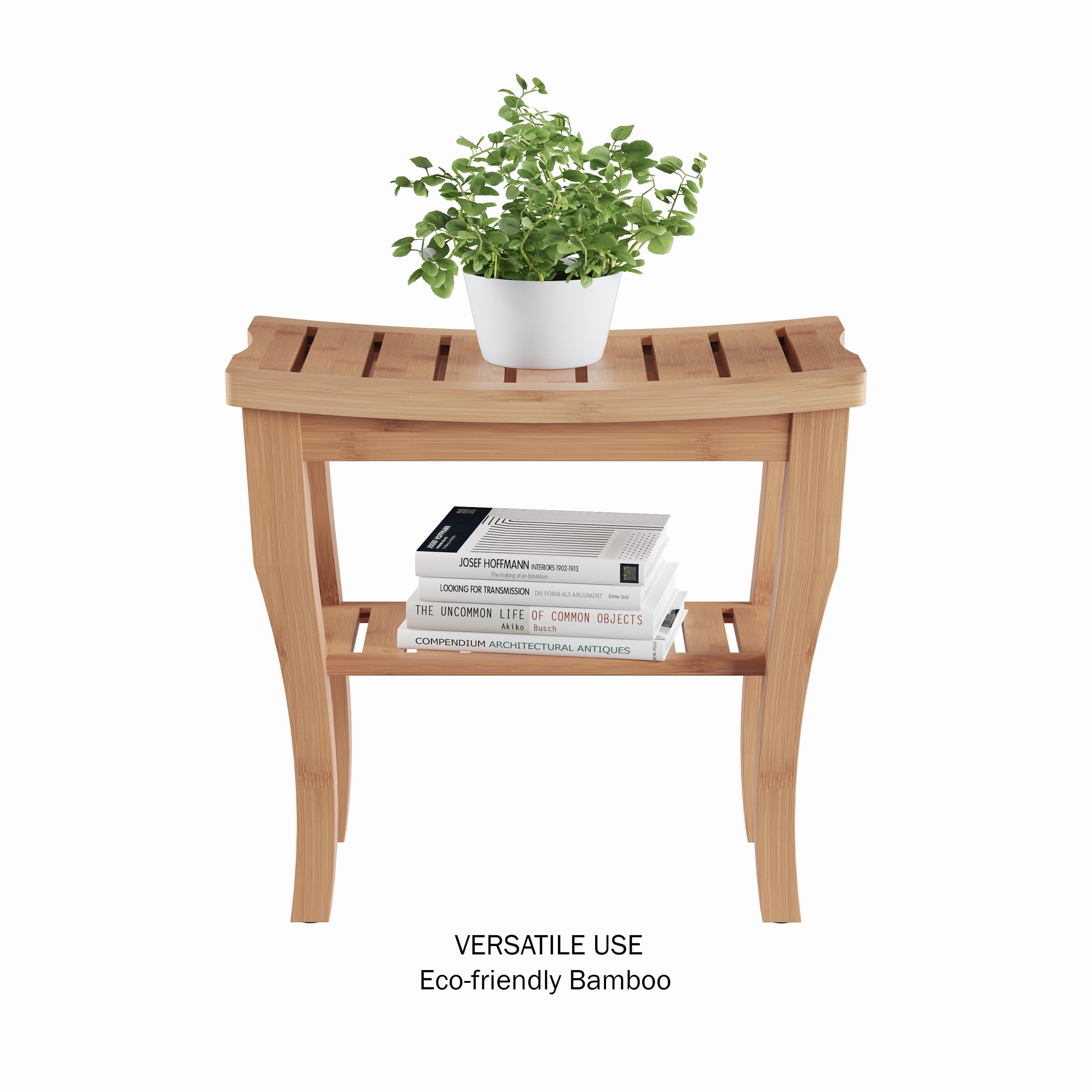 Lavish Home Shower Bench Water Resistant Natural Eco Friendly Bamboo with Storage Shelf for Bathroom Walmart