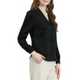 thumbnail image 4 of DARING DIVA Women's Flat Collar Button Down Office Satin Shirt S Black, 4 of 6