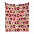 thumbnail image 1 of Hearts Soft Flannel Fleece Throw Blanket, Cartoon Style Heart Shapes with Dots and Spirals Doodle Hand Drawn Illustration, Cozy Plush for Indoor and Outdoor Use, 50" x 60", Multicolor, by Ambesonne, 1 of 6