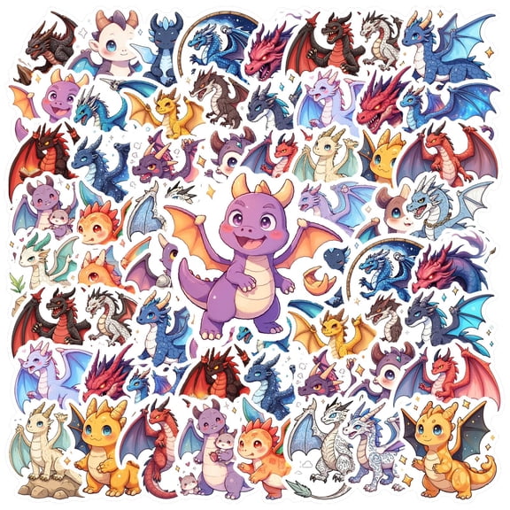 35pcs Cute Stickers Dragon Animal Stickers Fantasy Stickers Kids Stickers for Laptops Suitcase Phone