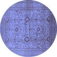 thumbnail image 1 of Ahgly Company Machine Washable Indoor Round Oriental Blue Industrial Area Rugs, 5' Round, 1 of 4