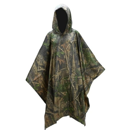 waterproof hooded ripstop camo rain coat poncho military hunting