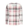 thumbnail image 4 of Plus Size Tops for Women Long Sleeve Plaid Print V Neck Lightweight Sweatshirt Side Split L-5X Loose Casual Shirts (L, Pink), 4 of 4