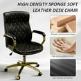 thumbnail image 6 of Ninecer Swivel PU Leather Office Chair, Ergonomic High Back Desk Chair with Padded Armrests, Computer Desk Chair with Gold Metal Frame, Black, 6 of 10