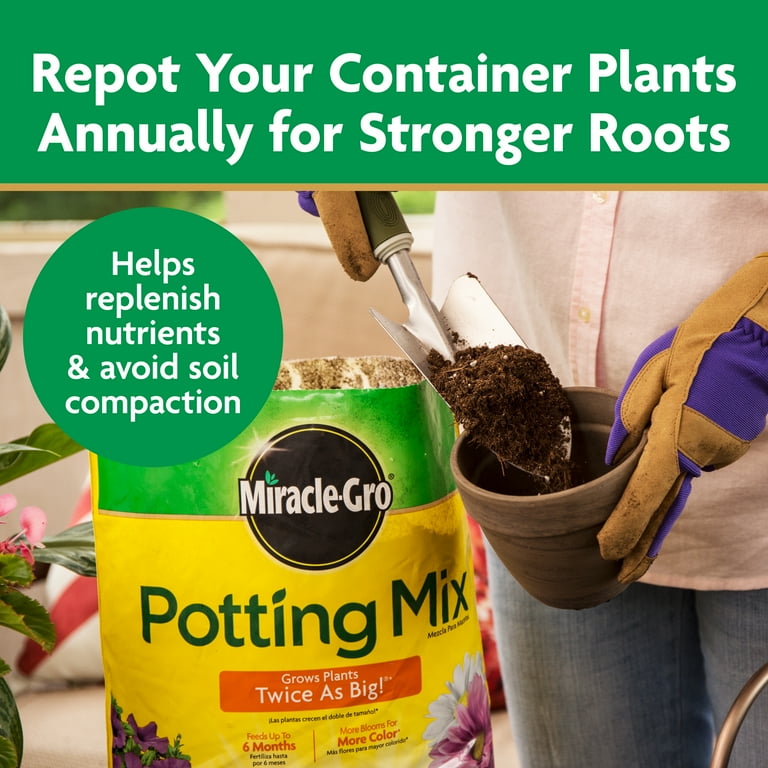 2 pack) Miracle-Gro Potting Mix, For Indoor or Outdoor Potted