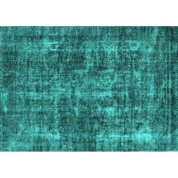 Ahgly Company Machine Washable Indoor Rectangle Oriental Turquoise Blue Industrial Area Rugs, 2' x 5'