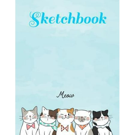 Sketchbook: Portrait Cat Blank Sketchbook for kids White Paper for Drawing, Doodling or Sketching 8.5 x 11 100 page