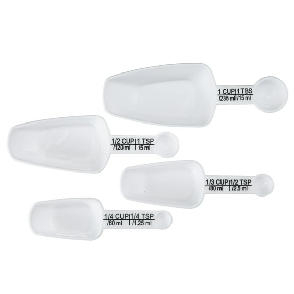 Chef Craft Select Plastic Measuring Scoop, 4 Piece Set, White