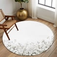 thumbnail image 3 of White Floral Large Area Rugs for Bedroom Living Room, Soft Non Slip Carpet Bedside Rug, Vintage Botanicals Blossom Motif Spring Round Floor Cover Kitchen Accent Rug 8' for Dining Room/Office, 3 of 9