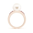 thumbnail image 2 of ANGARA Freshwater Cultured Pearl Ring with Rubies in 14K Rose Gold for Women | June Birthstone, Birthday, Anniversary, Jewelry Gift for Women | Pearl Ring, 2 of 9