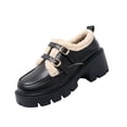 thumbnail image 3 of EKVAHL Women’s Round Toe Double‑Buckle Platform Loafers, Warm Lined Chunky Lug Sole Mary Jane Shoes, Non‑Slip Fall Winter Dating Office Daily Fashion Footwear, 3 of 6