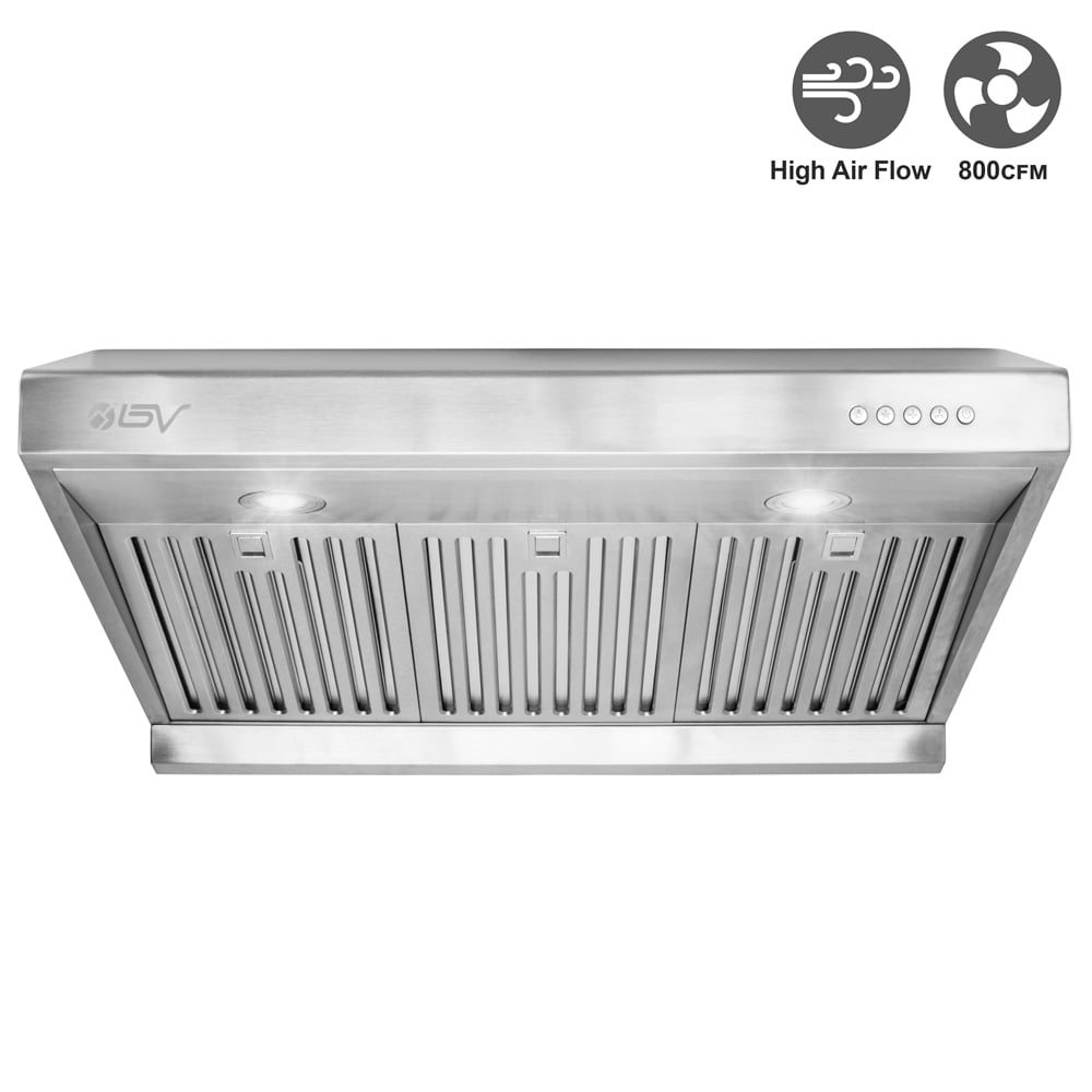 BV 30Inch Under High Airflow (800 CFM) Ducted Range Hood with LED Lights