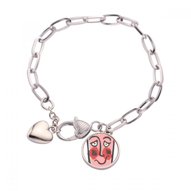 tímido abstract face sketch Pulsera de cadena de corazón joyería encanto moda